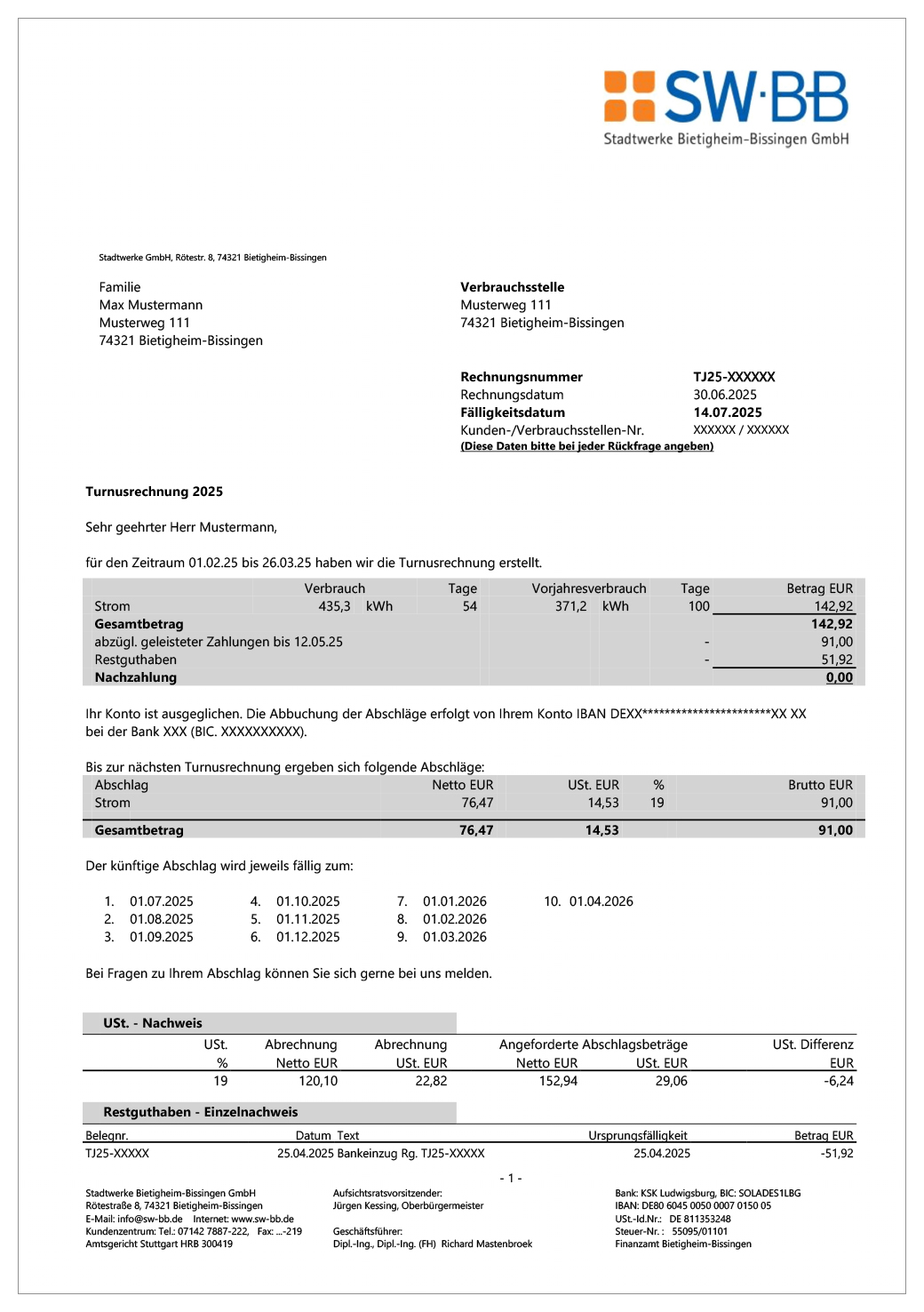 Musterrechnung